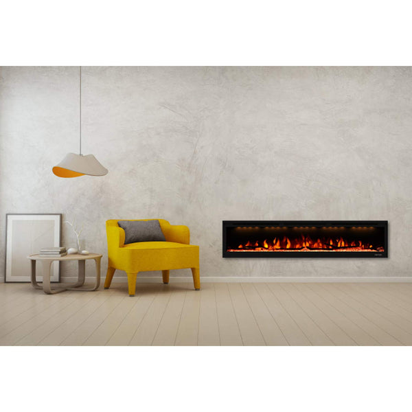 Electric Fireplace 74 Inches Fireplace Recessed