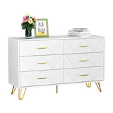 White Dresser, Modern Dresser for Bedroom, 6 Drawer Handles