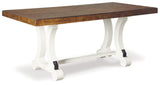 Valebeck Farmhouse Rectangular Extension Dining Table, White & Brown