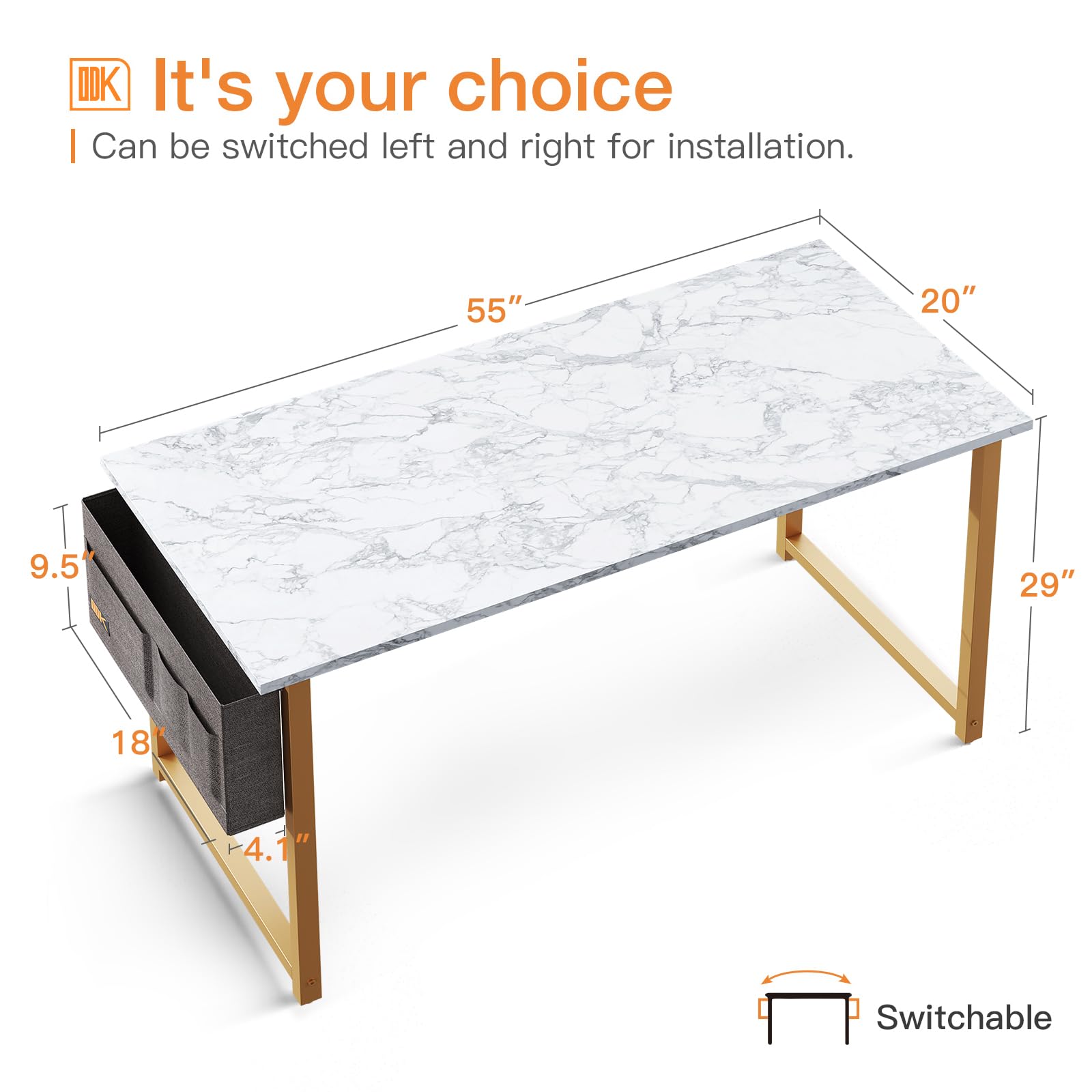 Computer Writing Desk 55 inch, Sturdy Home Office Table