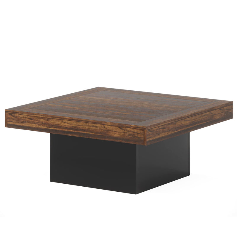 Farmhouse Coffee Table Square LED Coffee Table Engineered Wood Coffee Table