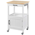 Rolling Kitchen Island with Single Door Cabinet and Storage Shelf