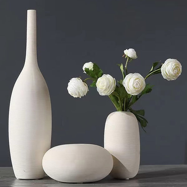 Vase for Decor, Ceramic Modern Vases Set of 3, White Boho Vases