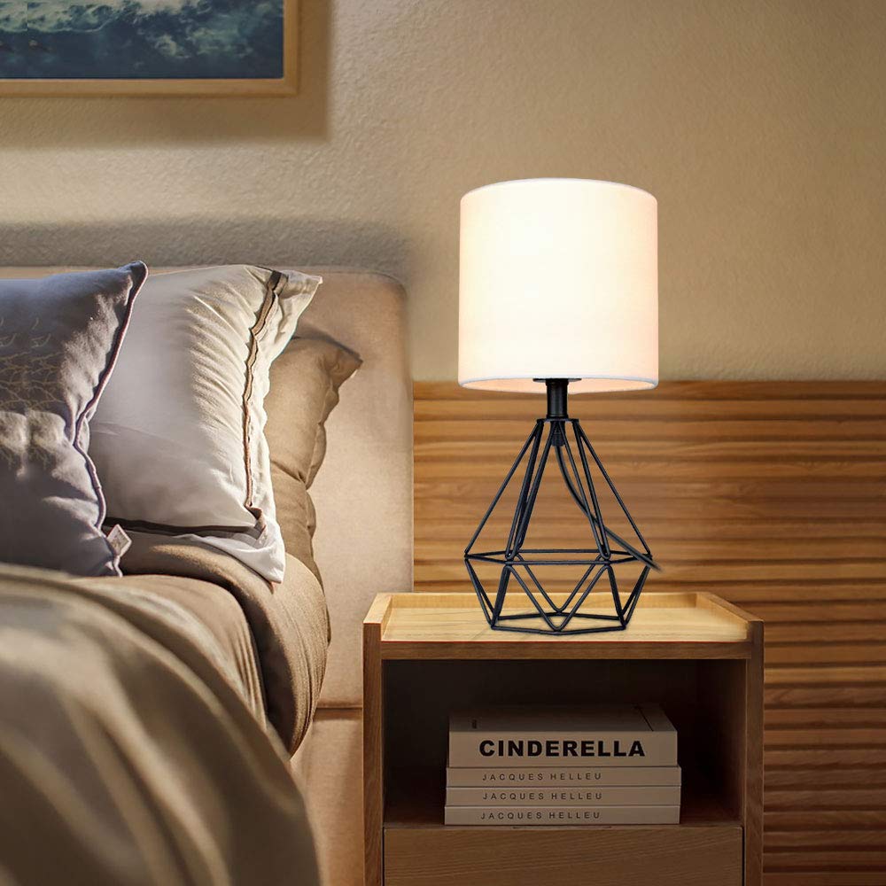 Modern Table Lamp for Bedroom,Geometric Bedside Lamp