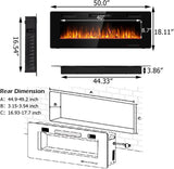 50 Inches Recessed Electric Fireplace