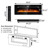 50 Inches Recessed Electric Fireplace