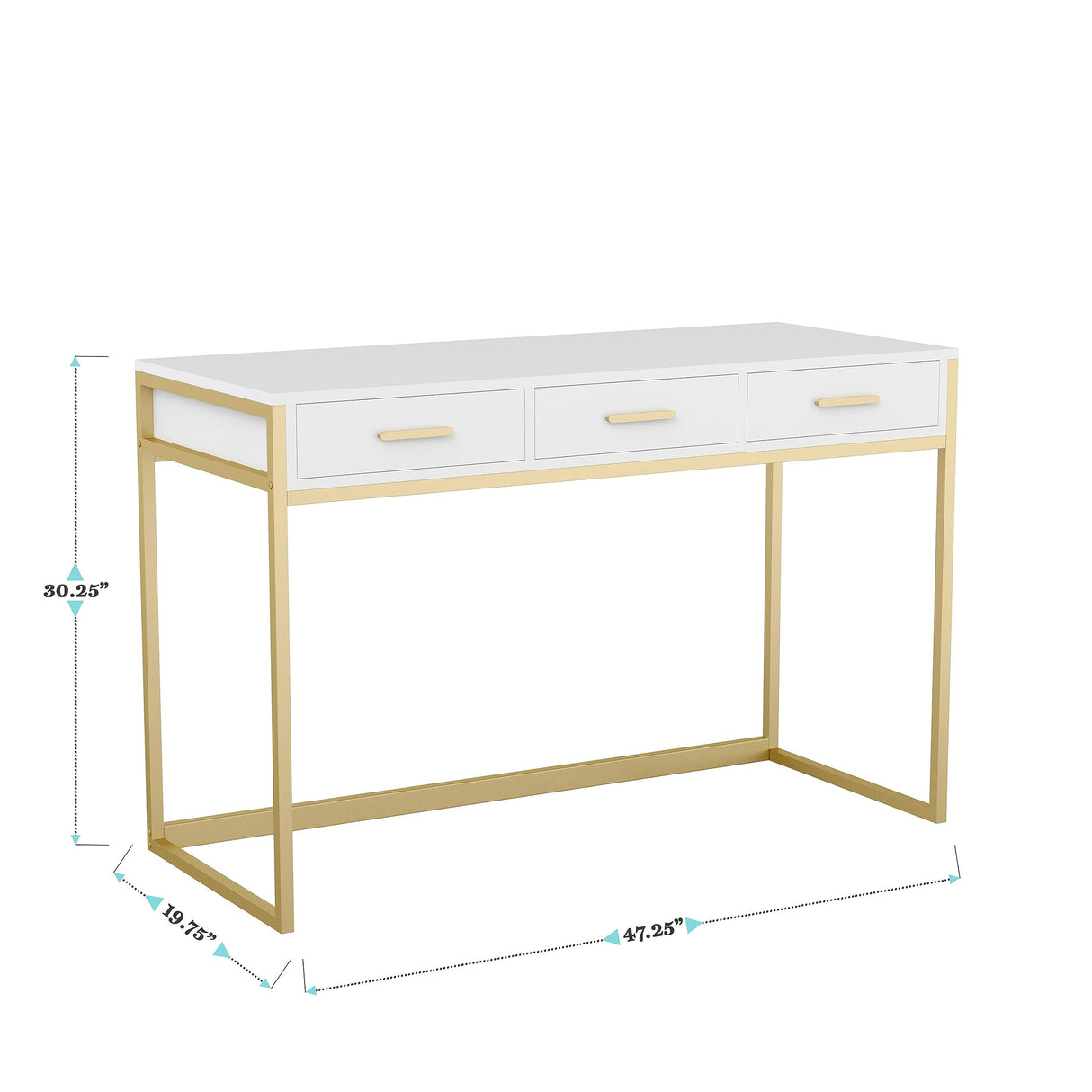 Drawers in White with Polished Brass Hardware