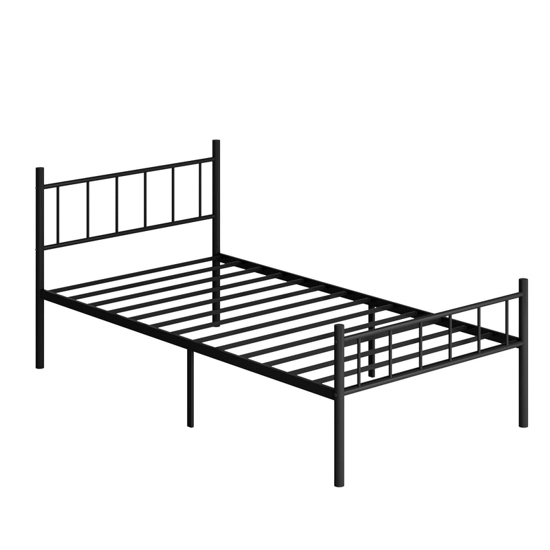 14 Inch Twin Metal Platform Bed Frame with Headboard,Mattress Foundation,Steel Slat