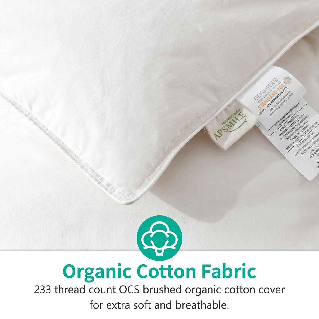 Feather Down Comforter King Size - 650 Fill Power Medium Warm 100% Organic Cotton