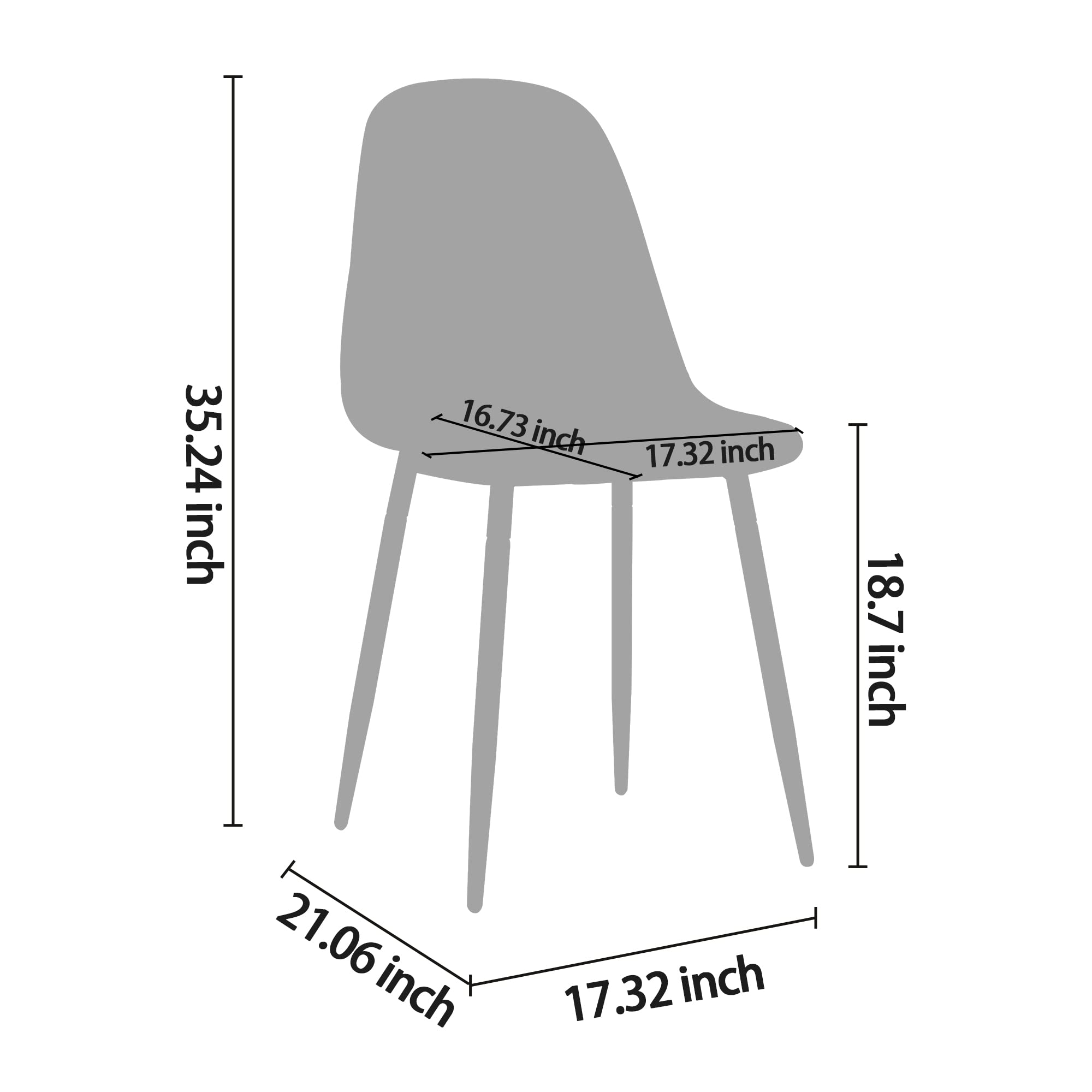 Fabric Cushion Seat Back, Mid Century Metal Legs for Kitchen Room Side Chair