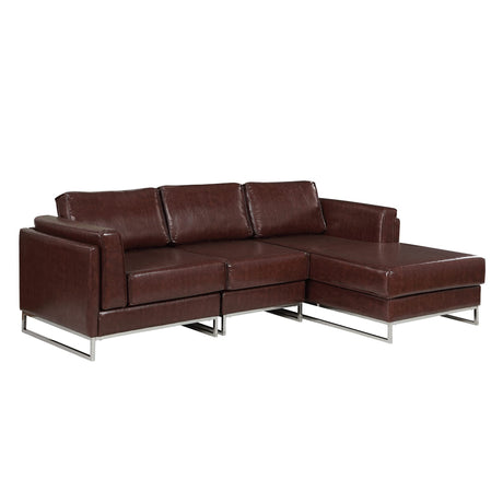 Luxury Sectional L-Shape Leather Sofa with Right Chaise, PU Leather Modern Solid Wood