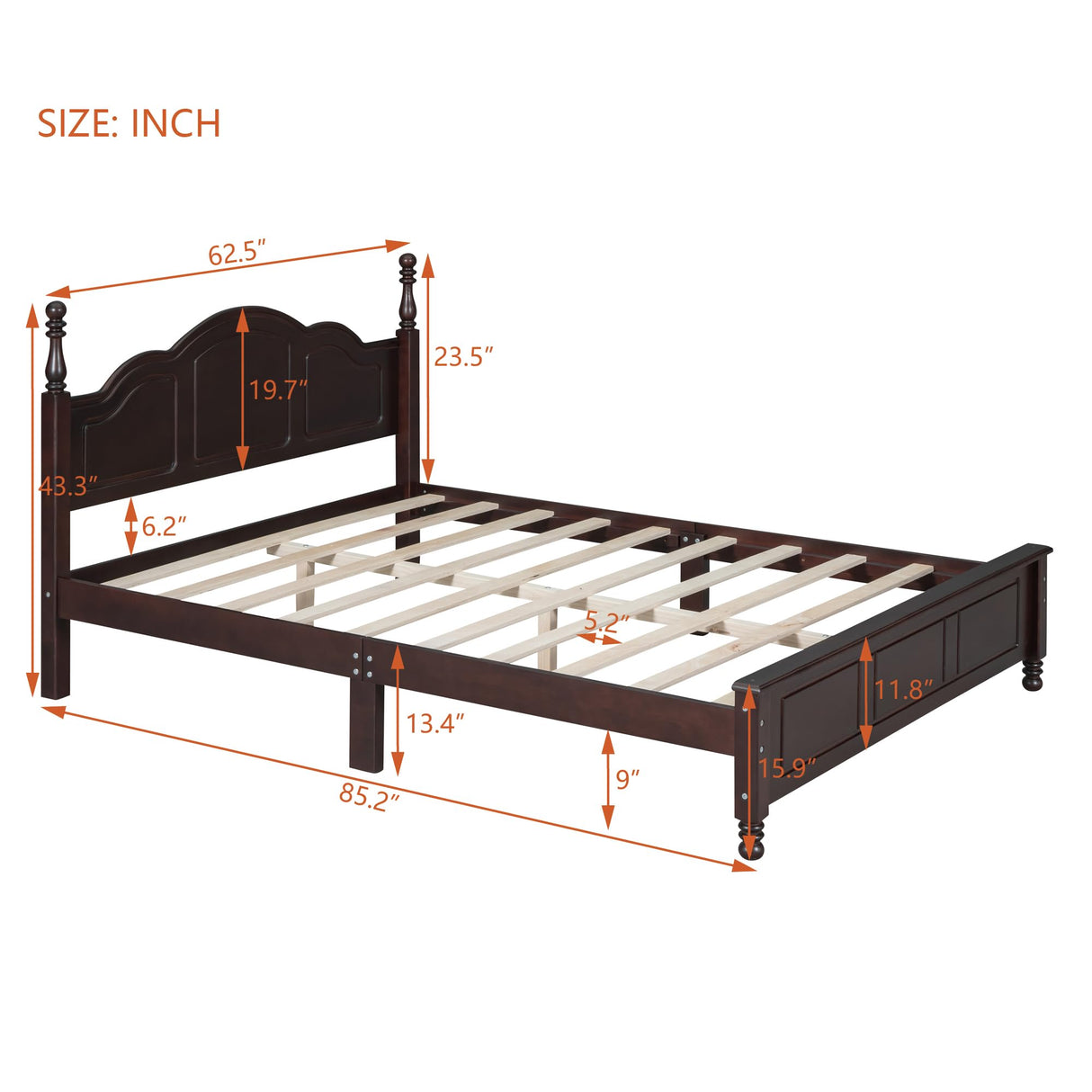 Queen Platform Bed with Headboard