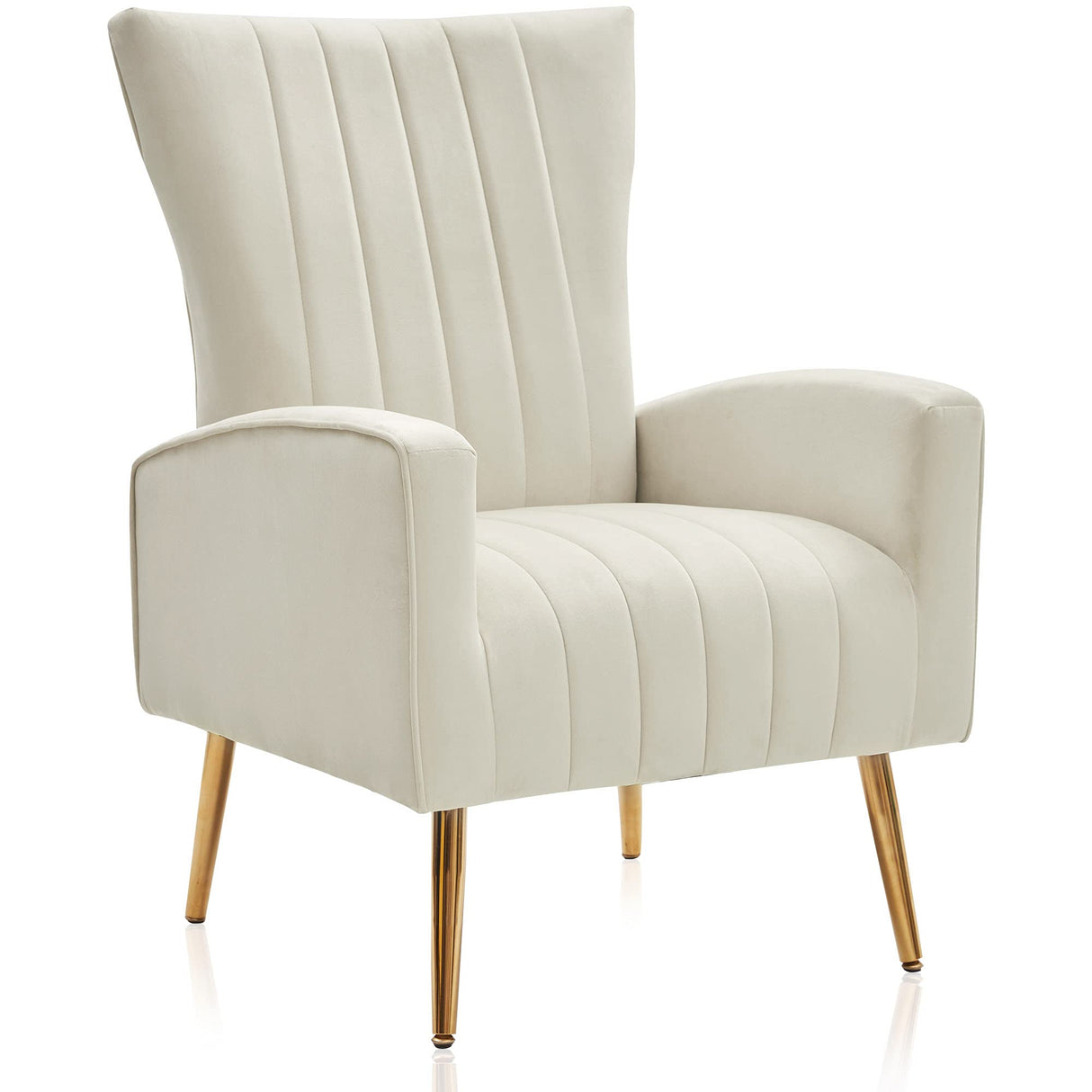 Velvet Accent Chairs for Living Room, Modern Upholstered Wingback Vanity Chair