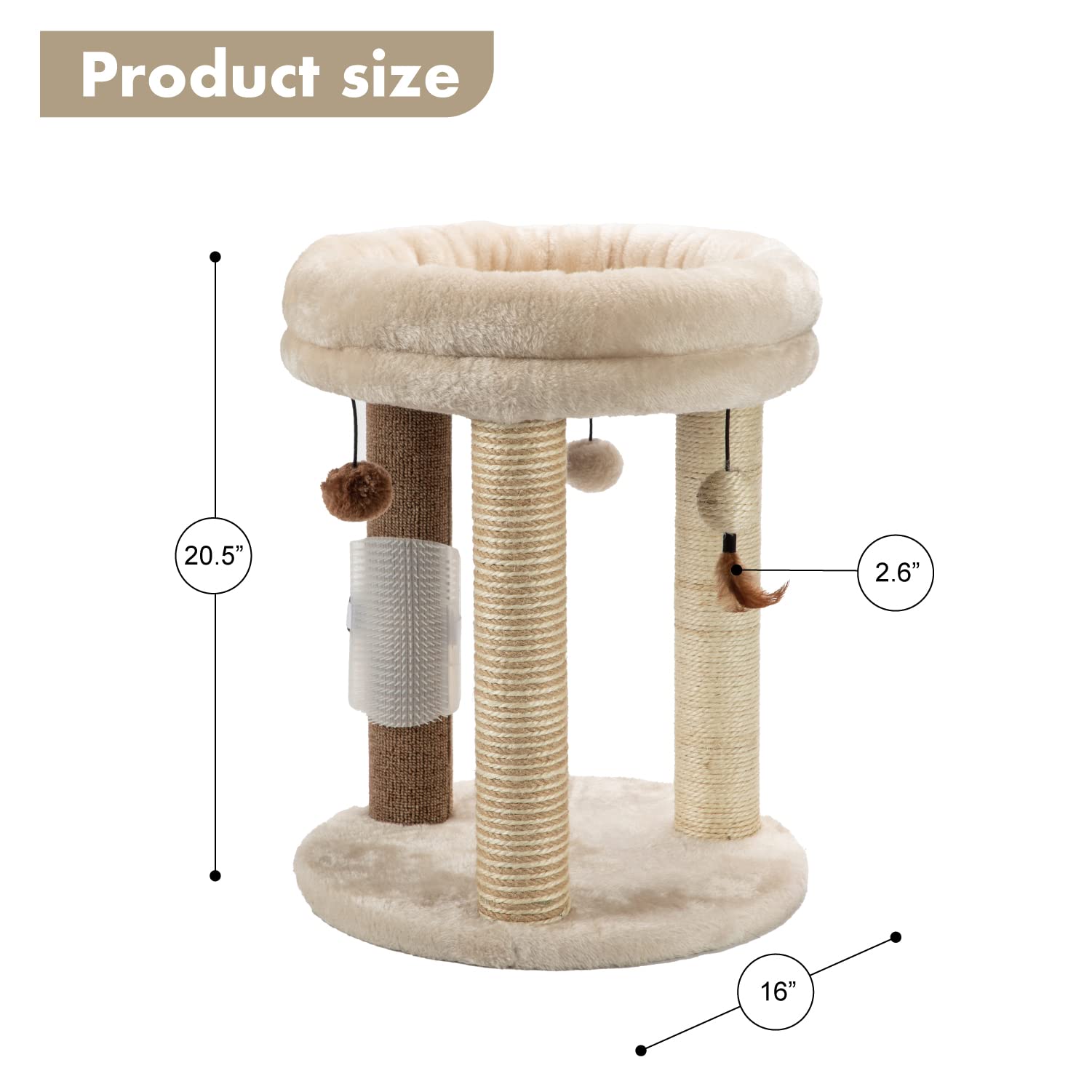 4in1 Small Cat Tree,Scratching Post with Tower Soft Cat Bed