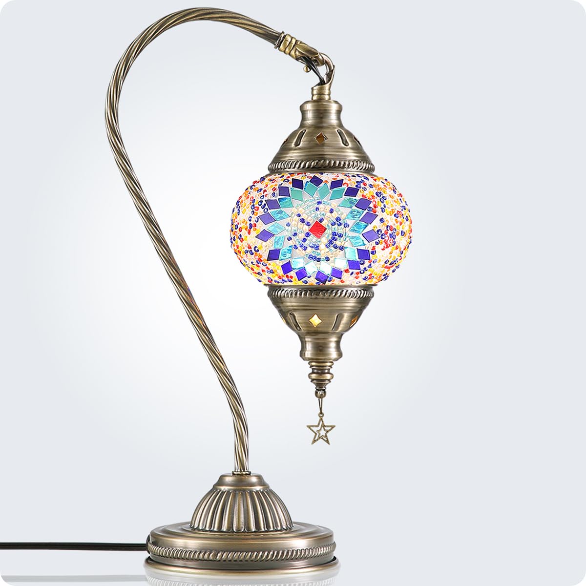 Turkish Moroccan Lamp with Bronze Base 3 Color Options Handmade