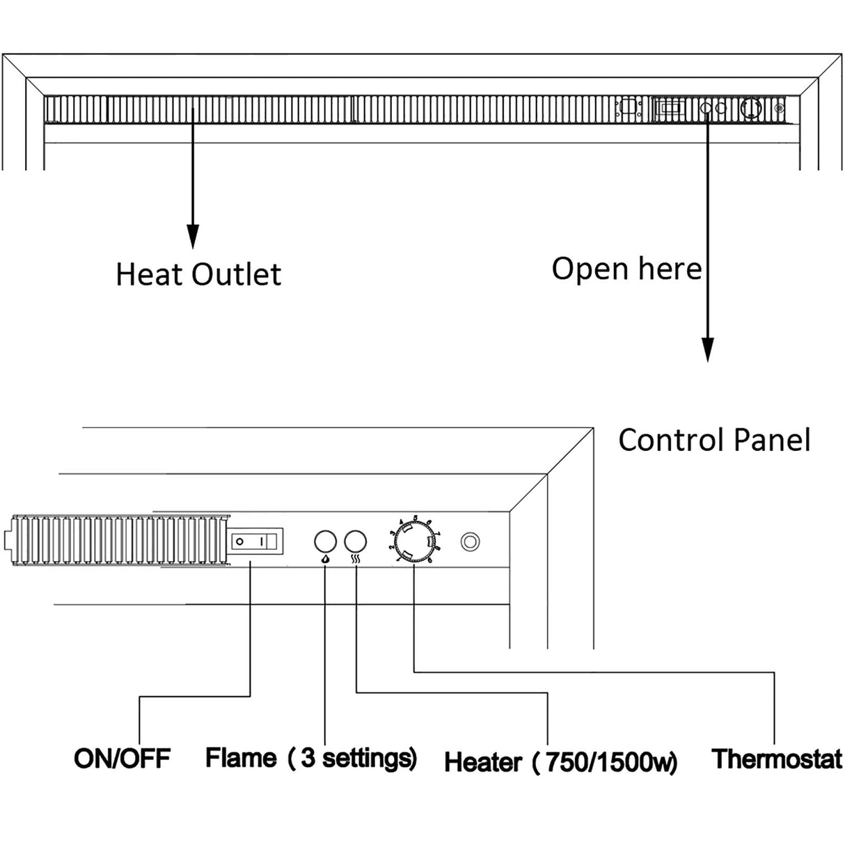 Edward Electric Fireplace Insert with Weathered Concrete Interior