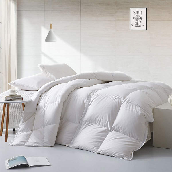 Lightweight King Size Feathers Down Comforter, Fluffy Duvet Insert for Warm/Hot Sleepers