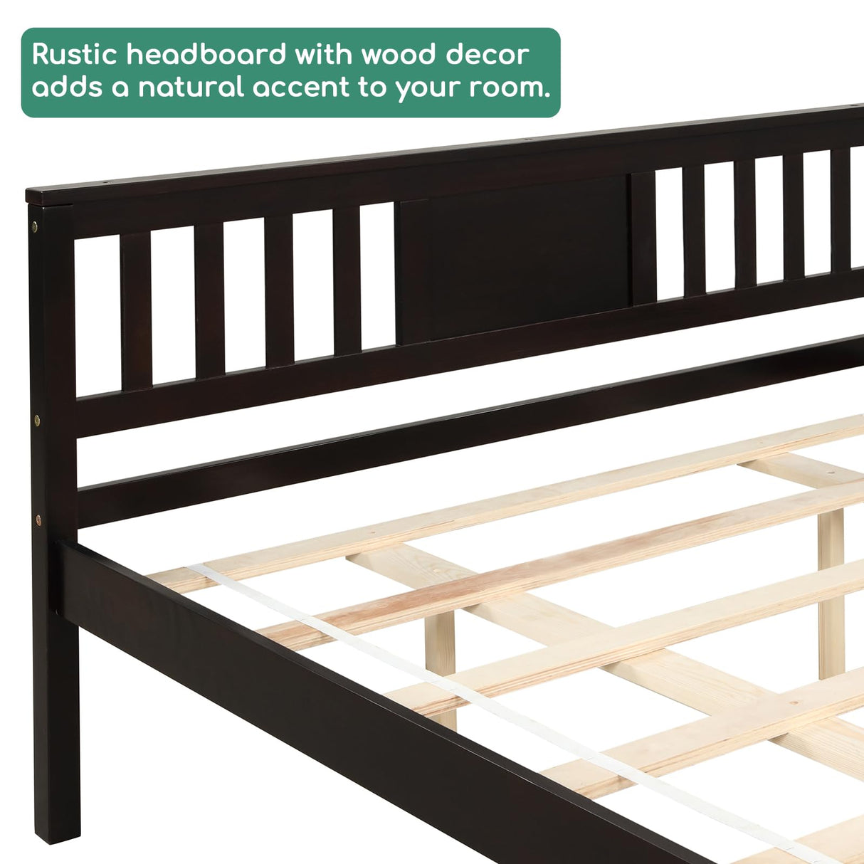 Queen Size Bed Frame, Wood Platform Bed Frame with Headboard