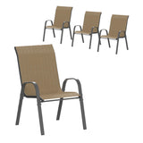 Patio Chairs Set of 4, Outdoor Stackable Dining Chairs for All Weather