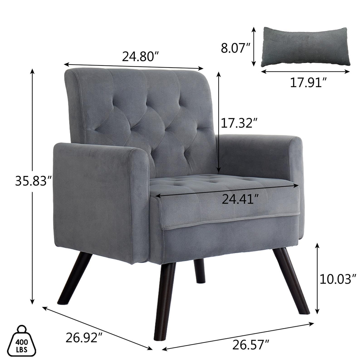 Accent Chair, Modern Button Tufted Armchair