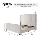 Queen Size Bed Frame, Velvet Upholstered Platform Bed