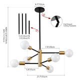 Modern Sputnik Chandelier - 6 Light Chandelier Light Fixture Height