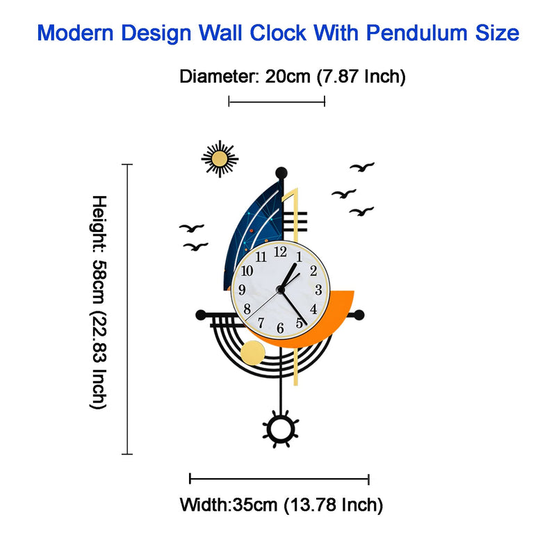 Modern Wall Clock Battery Operated 14 Inch Large Boat Design Pendulum Wall Clocks