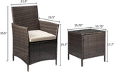 3 Pieces Patio Furniture Sets Clearance Rattan Wicker Chairs with Table