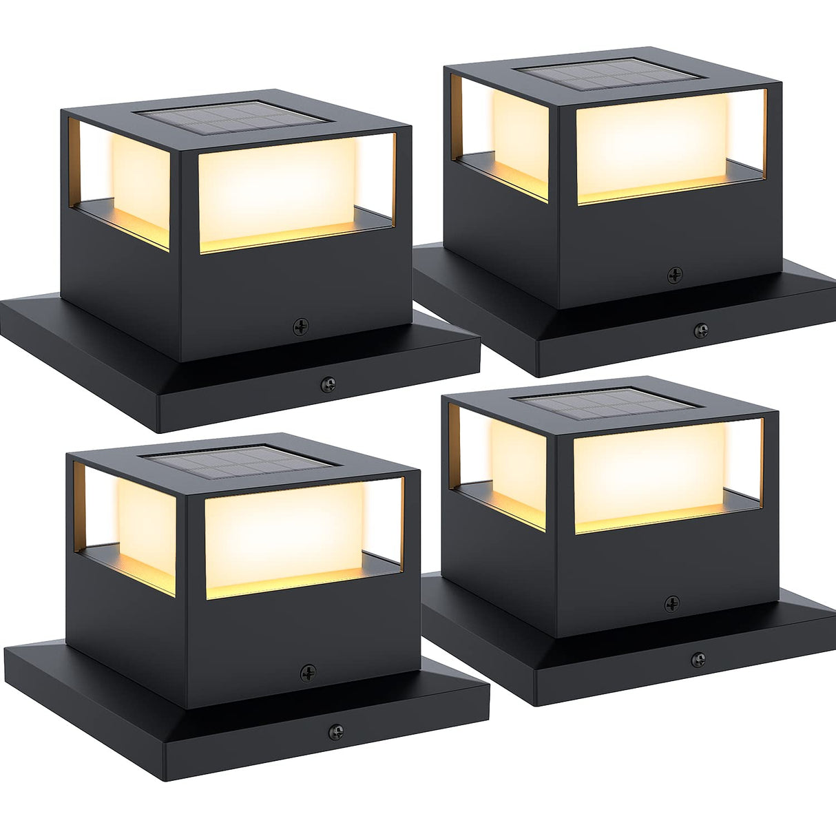 4 Pack Solar Post Lights Outdoor Solar Post Lights, 20 Lumen High Brightness