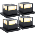4 Pack Solar Post Lights Outdoor Solar Post Cap Lights, 20 Lumen High Brightness