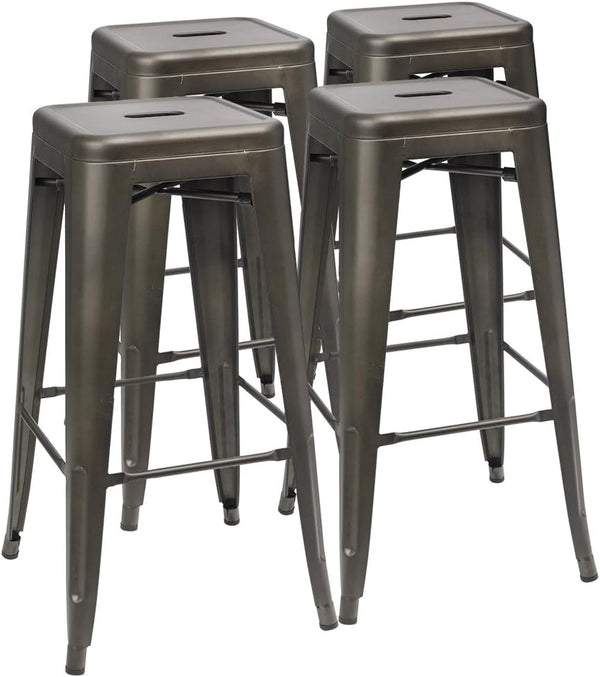 30 Inches Metal Bar Stools Bar Height High Backless Stools
