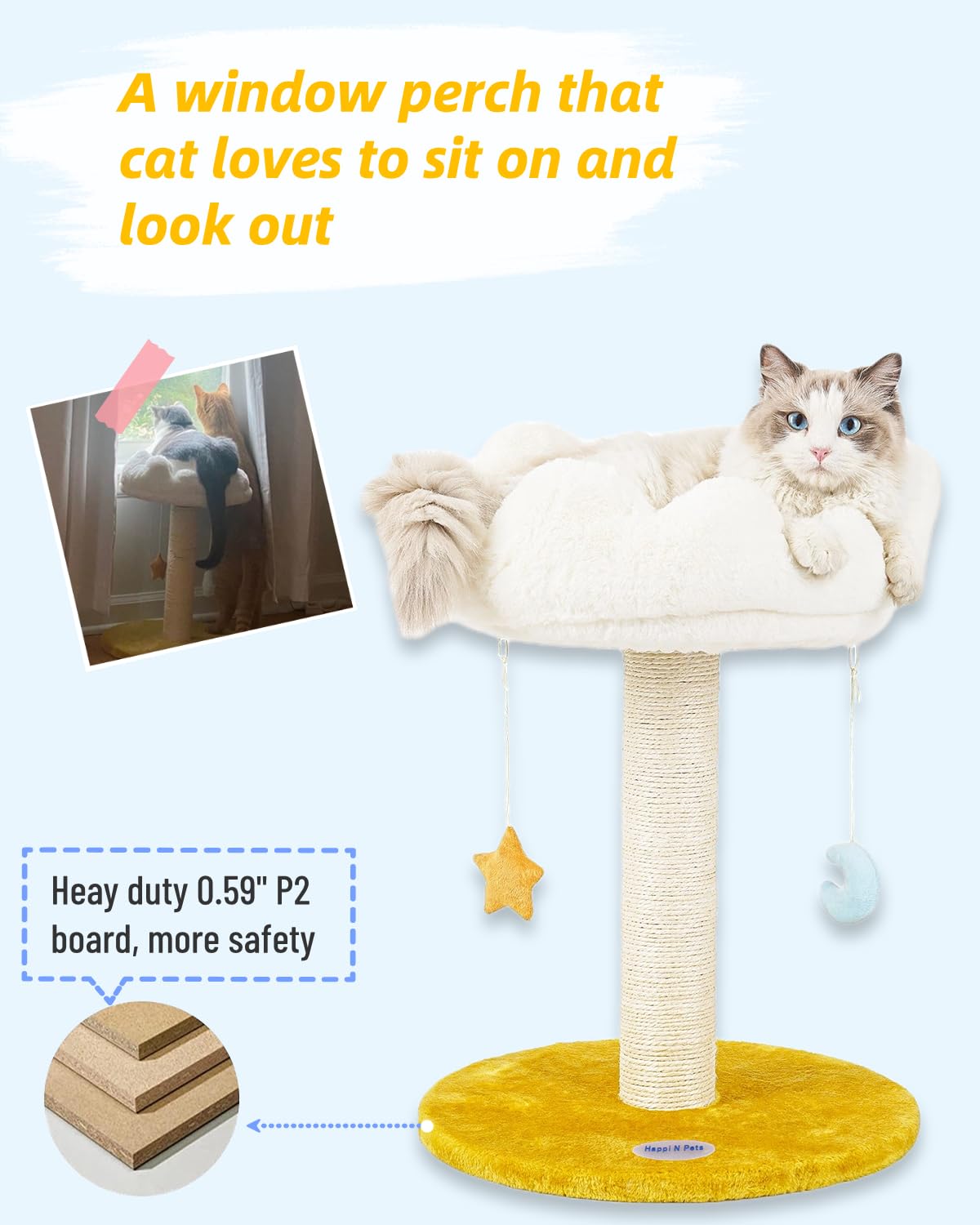 Cloud Cat Scratching Post with Bed, Cat Tree Tower