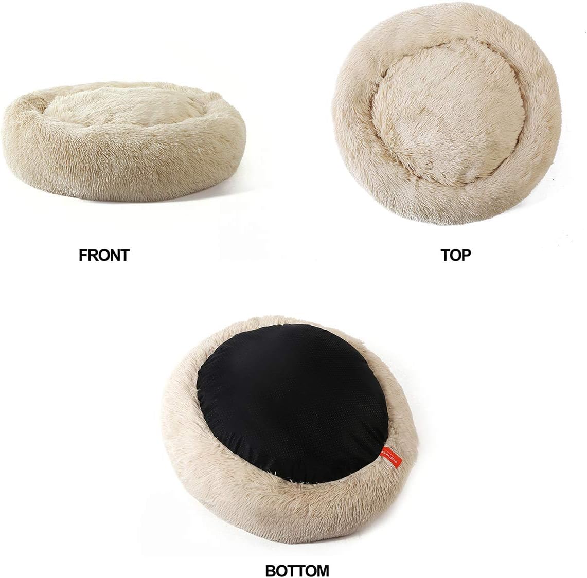 Shag Vegan Fur Donut Comfortable Dog Bed for Medium Dogs