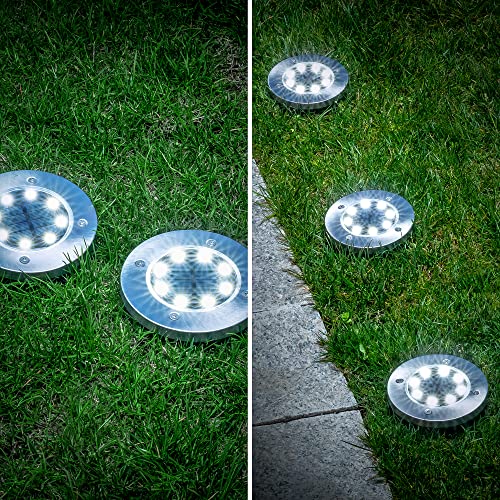 8 LED Solar Powered Disk Lights Outdoor Waterproof Garden