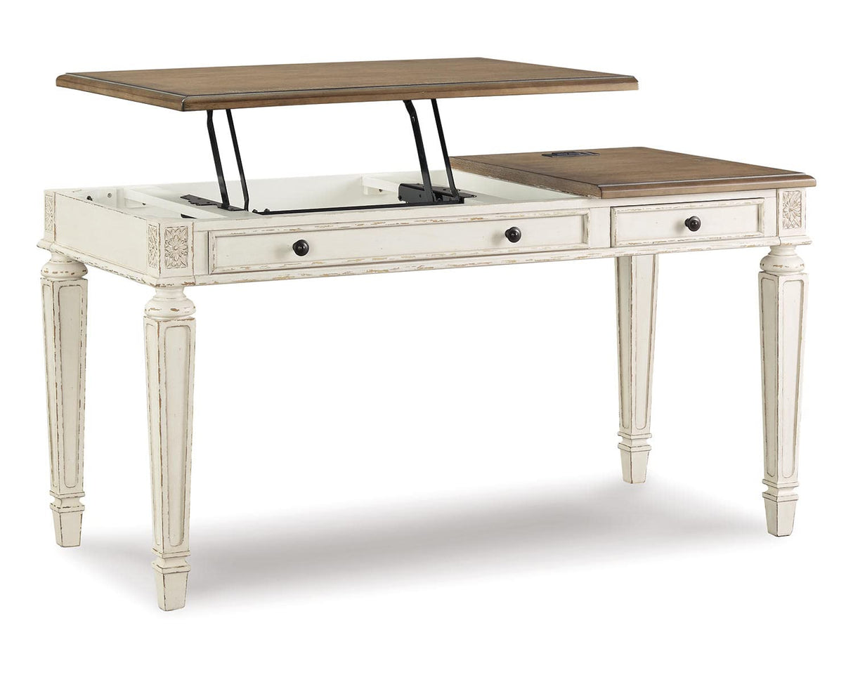 Signature Design by Ashley Realyn French Country 60" Home Office Lift Top Desk with USB Charging