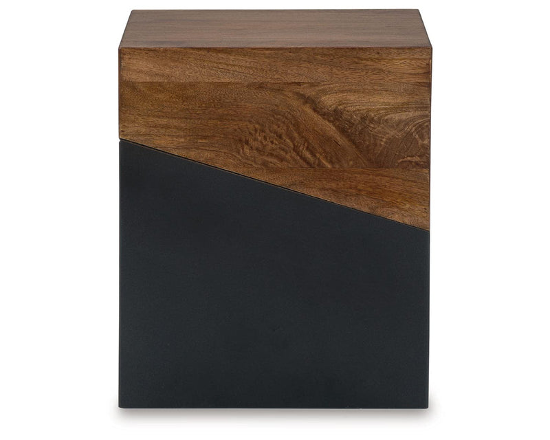Trailbend Eclectic Accent End Table, Brown & Gunmetal