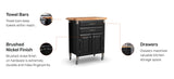 Black Dolly Madison Prep and Serve Kitchen Cart with Natural Top