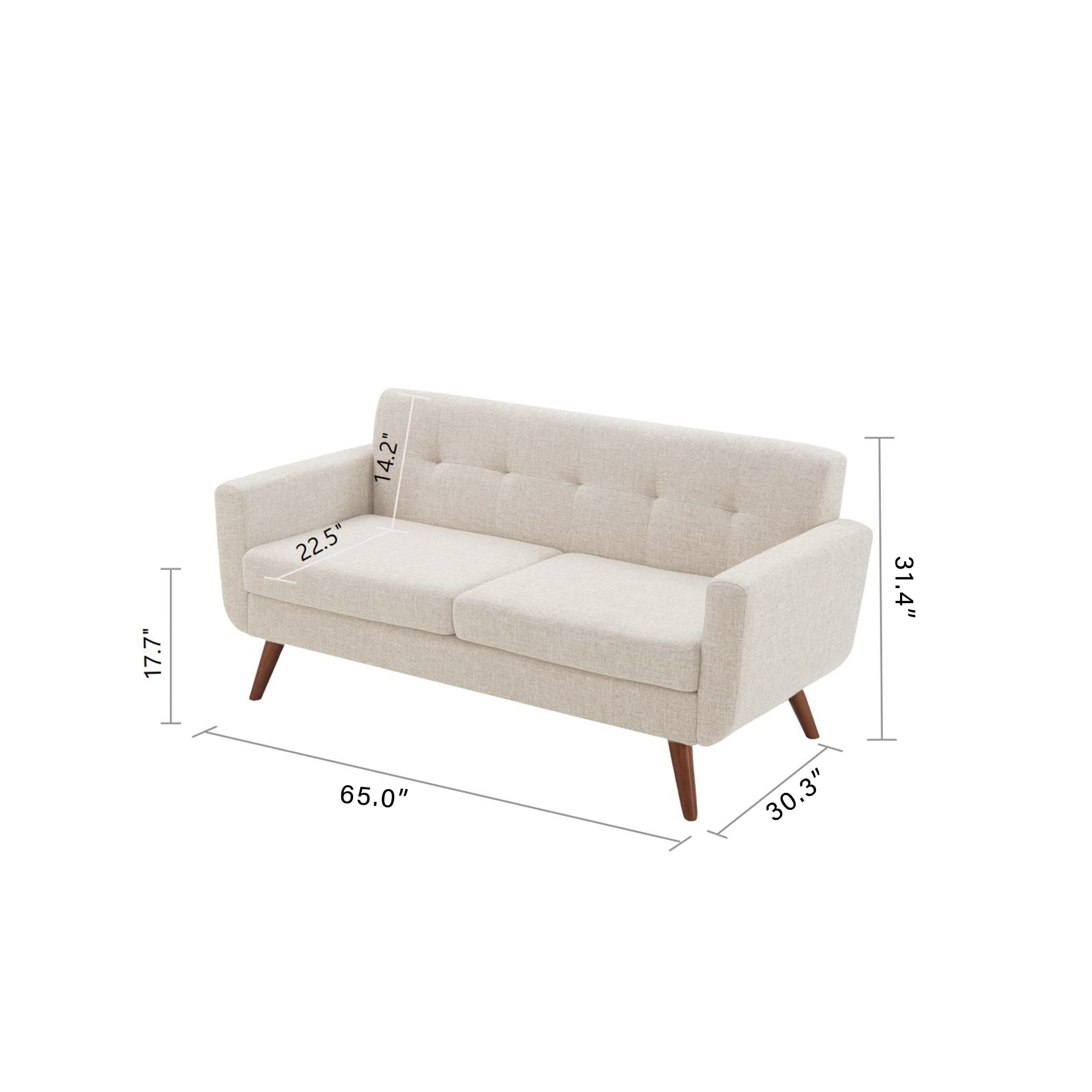 65" W Loveseat Sofa, Mid Century Modern Decor Love Seats Furniture, Button Tufted Upholstered Love Seat Couch