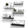 Black Wall Mounted Shelves Set of 5 - Sturdy and Decorative Storage Floating Shelf