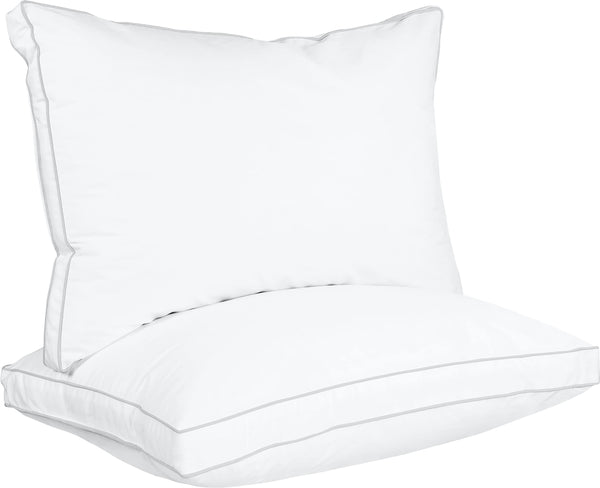 Bed Pillows for Sleeping Standard Size (White), Set of 2, Cooling Hotel Quality, Gusseted