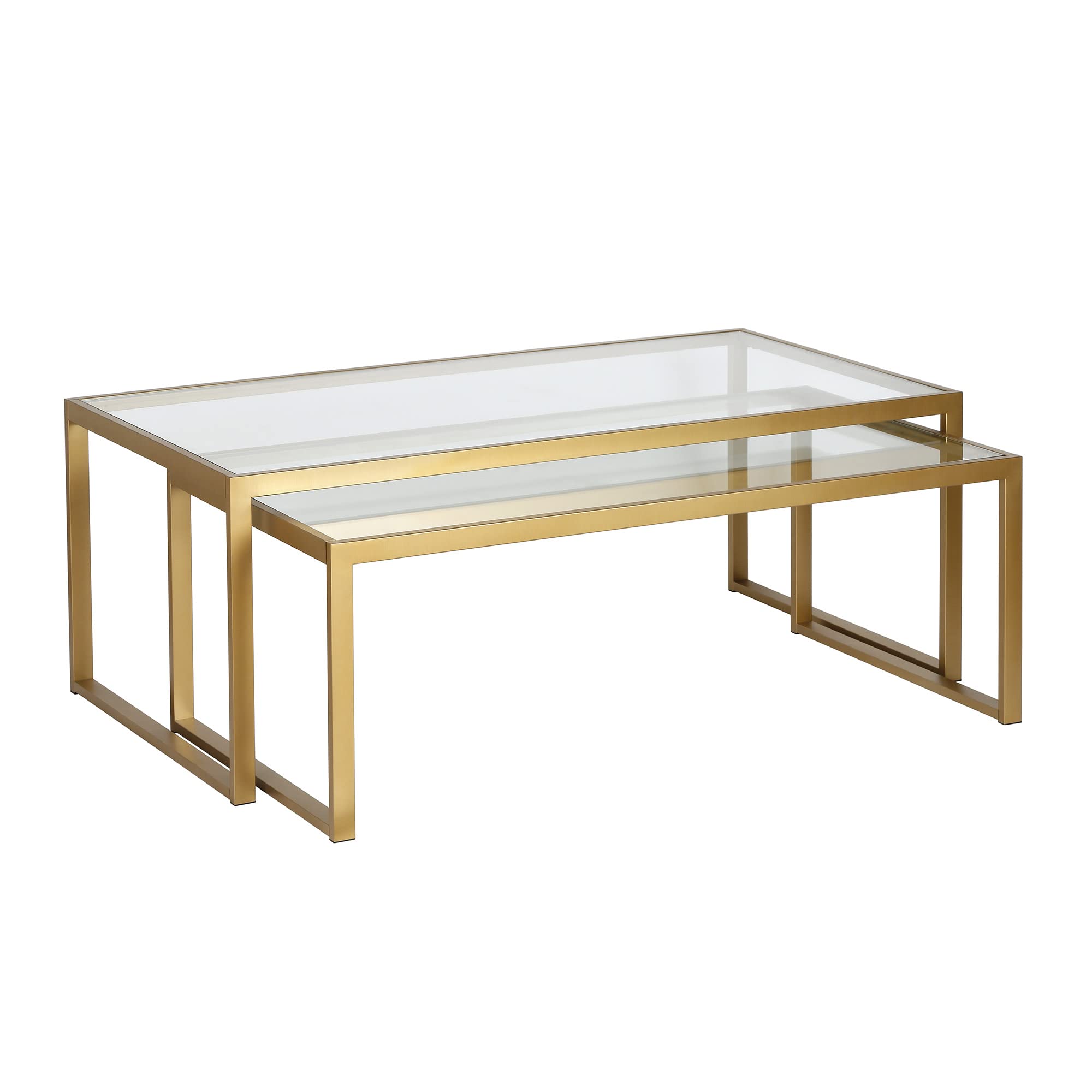 Rectangular Nested Coffee Table in Brass