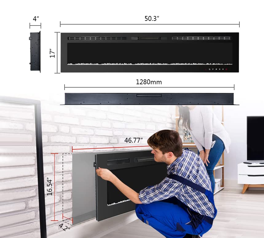 Fireplace Recessed and Wall Mounted with Touch Screen Control