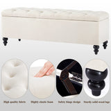 Storage Ottoman 50.2 Inches Upholstered Fabric Storage Ottoman Bench