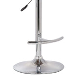 Butterfly Swivel Adjustable Barstool in Black Faux Leather and Walnut Wood Finish