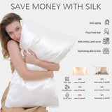 White Silk Pillowcase 2 Pack for Hair and Skin, Both Sides 23 Momme Mulberry Silk