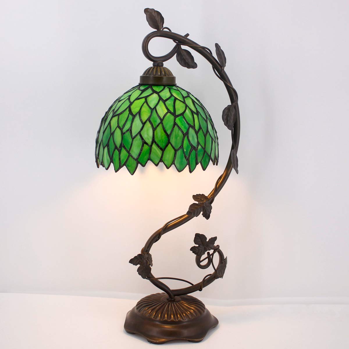 Tiffany Style Lamp Green Wisteria Stained Glass Table