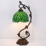 Tiffany Style Lamp Green Wisteria Stained Glass Table