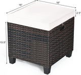 Hysache Outdoor Patio Ottoman Set of 2, All Weather Rattan Ottoman Set