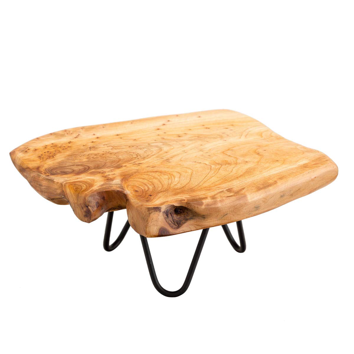 Natural Edge Wooden Stand with Legs for Displaying Cakes, Plants, Candles