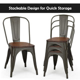 18 Inch Dining Chair Set of 4, Industrial Vintage Stackable Metal Chairs